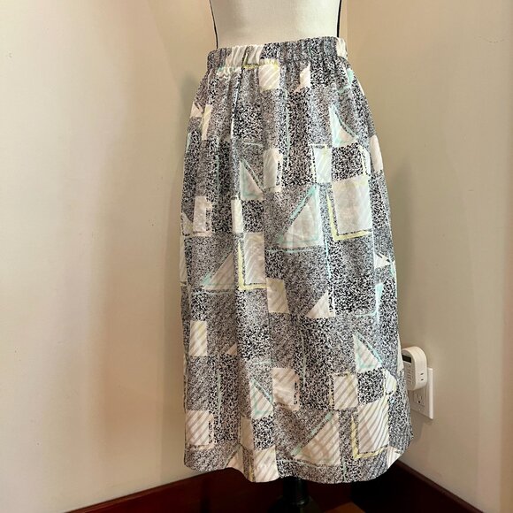 Vintage 80s Mod Abstract Print Skirt by Premonitions Size 12 - Picture 6 of 8
